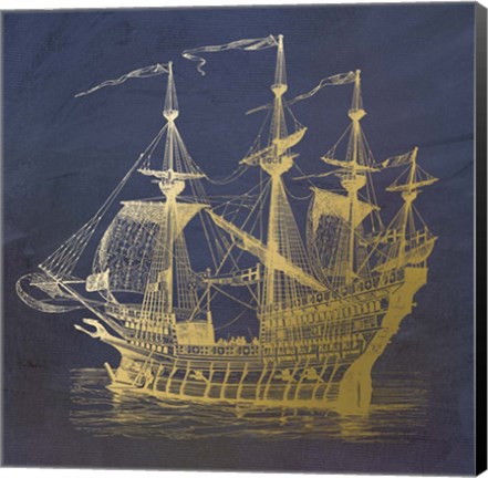 Framed Gold Ship Print