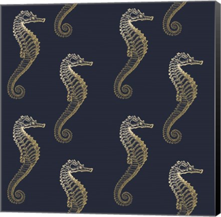 Framed Gold Seahorse Pattern Print