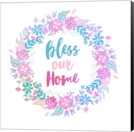 Framed Bless Our Home -Pastel Print