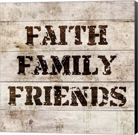 Framed Faith, Family, Friends In Wood Print