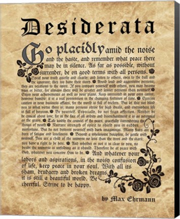 Framed Old English Desiderata Print