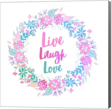 Framed Live, Laugh, Love-Pastel Print