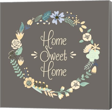 Framed Home Sweet Home Floral Brown Print