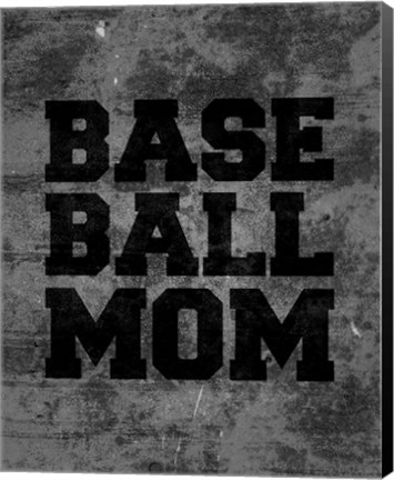 Framed Baseball Mom-Gray Print