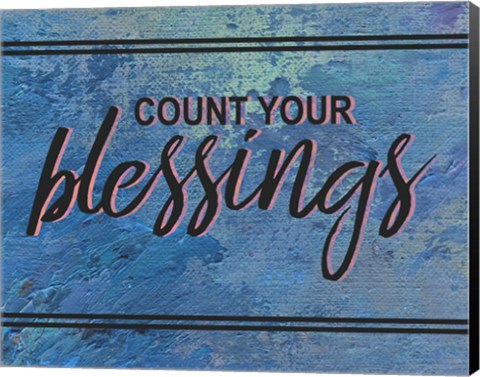 Framed Count Your Blessing-Blue Print