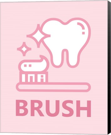 Framed Girl&#39;s Bathroom Task-Brush Print