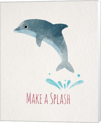 Framed Make a Splash Dolphin White Print