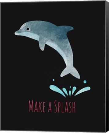 Framed Make a Splash Dolphin Black Print