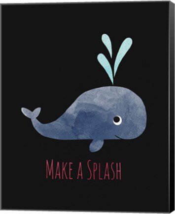 Framed Make a Splash Whale Black Print