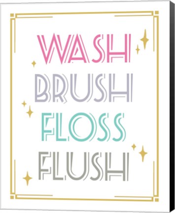 Framed Wash Brush Floss Flush Shark Pink Part II Print
