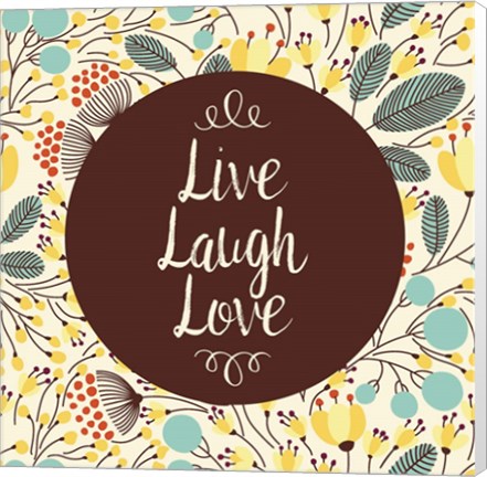 Framed Live Laugh Love Retro Floral White Print