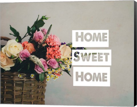 Framed Home Sweet Home Flower Basket Color Print