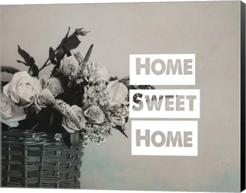 Framed Home Sweet Home Flower Basket Black and White Print