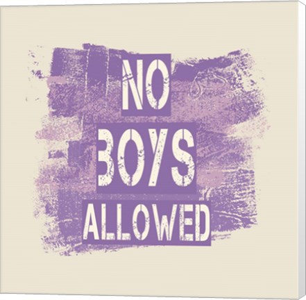 Framed No Boys Allowed Grunge Paint Purple Print