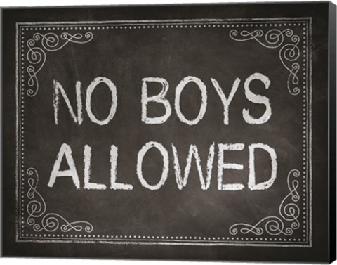 Framed No Boys Allowed Chalkboard Background Print