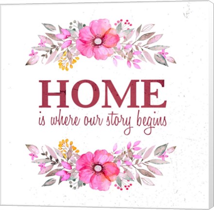 Framed Home Is Where Our Story Begins-Magenta Print