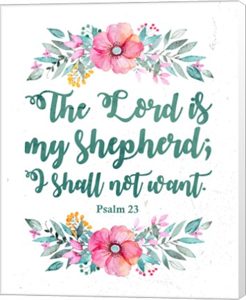 Framed Lord Is My Shepherd-Floral Print