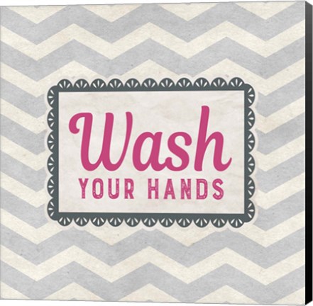 Framed Wash Your Hands Gray Pattern Print