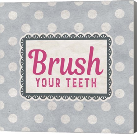 Framed Brush Your Teeth Gray Pattern Print