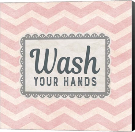 Framed Wash Your Hands Pink Pattern Print