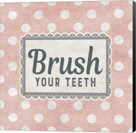 Framed Brush Your Teeth Pink Pattern Print