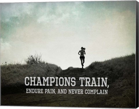 Framed Champions Train Woman Black and White Print