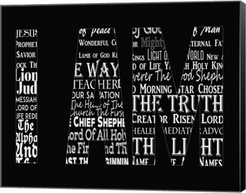 Framed Names of Jesus I AM Silhouette Black Print