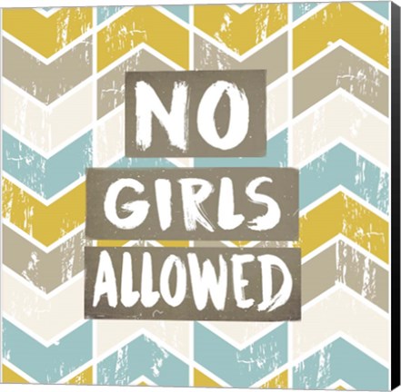 Framed No Girls Allowed Chevron Pattern Yellow Print