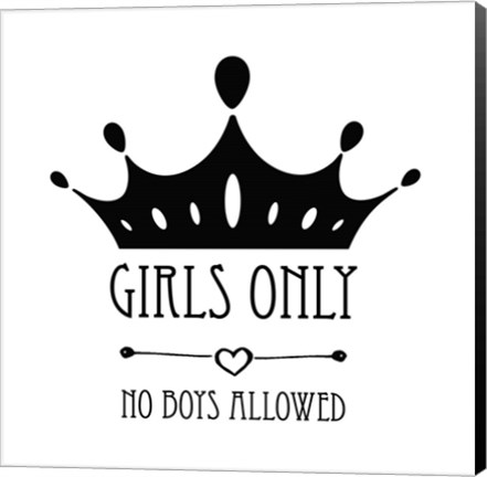 Framed Girls Only Crown White Print