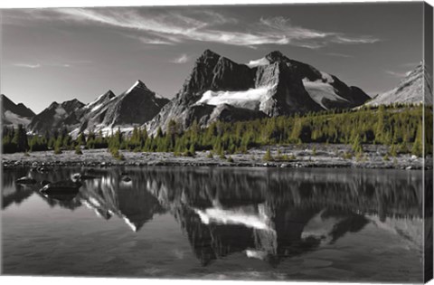 Framed Amethyst Lake Reflection BW with Color Print