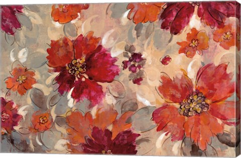 Framed Magenta and Coral Floral Print