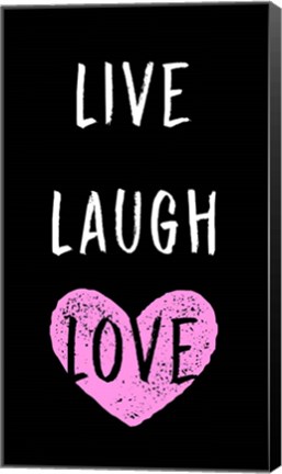 Framed Live Laugh Love - Black with Pink Heart Print