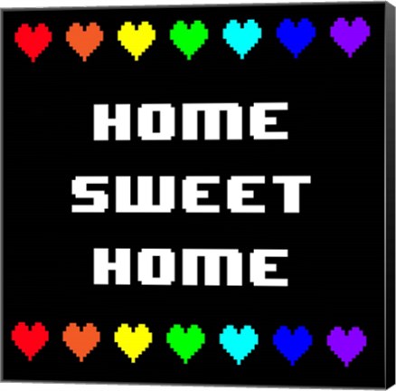 Framed Home Sweet Home -  Black with Pixel Hearts Print