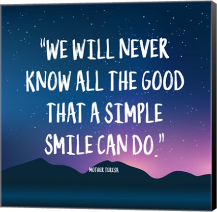 Framed Simple Smile - Mother Teresa Quote (Dusk) Print