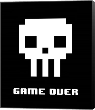 Framed Game Over  - White Skull Print