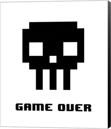 Framed Game Over  - Black Skull Print