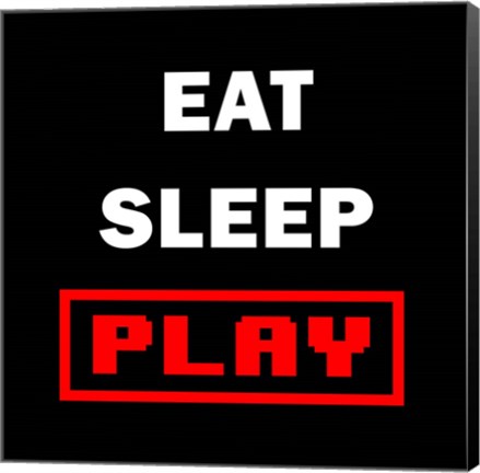 Framed Eat Sleep Play - Black with Red Text Print