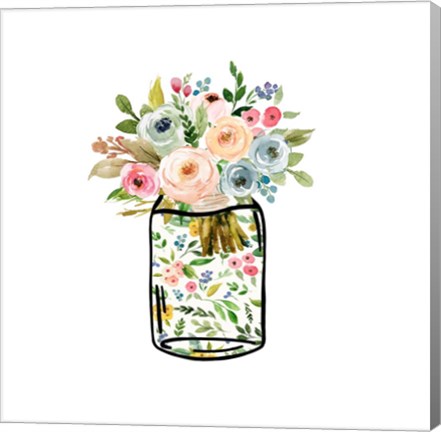 Framed Mason Jar Bouquet Print