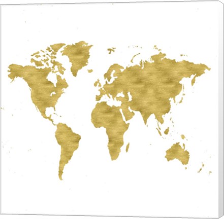 Framed World Map Burnished Gold Print