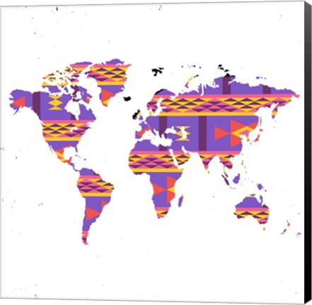 Framed World Map Tribal Print