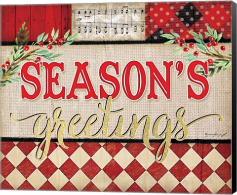 Framed Season&#39;s Greetings Plaid Print