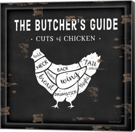 Framed Butcher&#39;s Guide Chicken Print