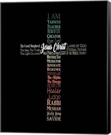 Framed Names of Jesus Cross Silhouette Green Ombre Print