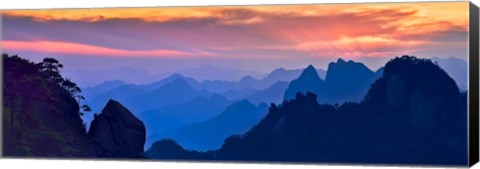 Framed Sanqing Mountain Sunset Print