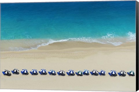 Framed Row of Beach Umbrellas Print