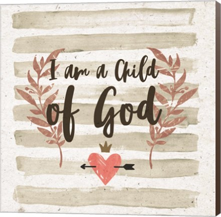 Framed I am a Child of God Gray Stripes Print