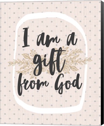 Framed I am a Gift from God Dot Pattern Print