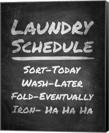 Framed Laundry Schedule Chalkboard Print