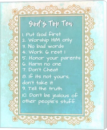 Framed God&#39;s Top Ten Blue and Gold Design Print