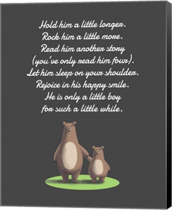 Framed Hold Him A Little Longer Bear And Cub Gray Print